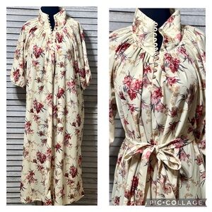 Vintage Floral Cream and Red Dress